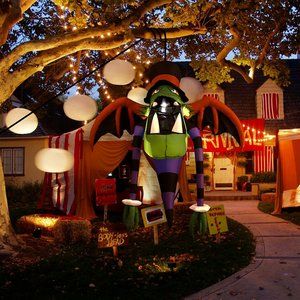 5 FT Halloween Inflatable Hanging Green Face Ghost Bat Blow up Decoration LEDs